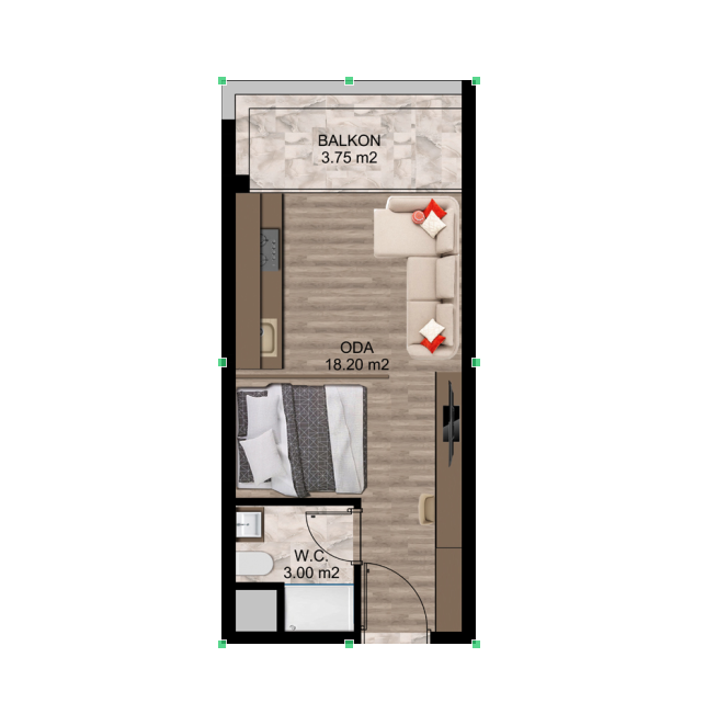 Appartement 32 m² Mezitli, Turquie